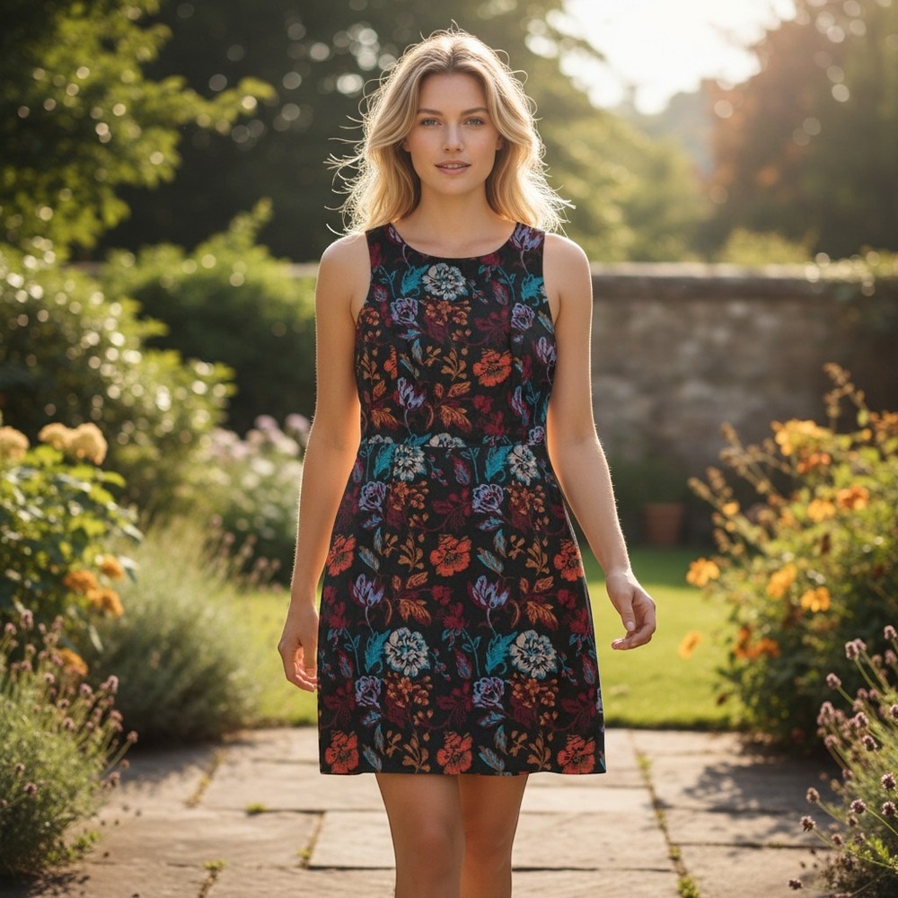 BB Dakota Floral Tapestry Mini Dress Sleeveless Cutout Back BD38270 Black 6